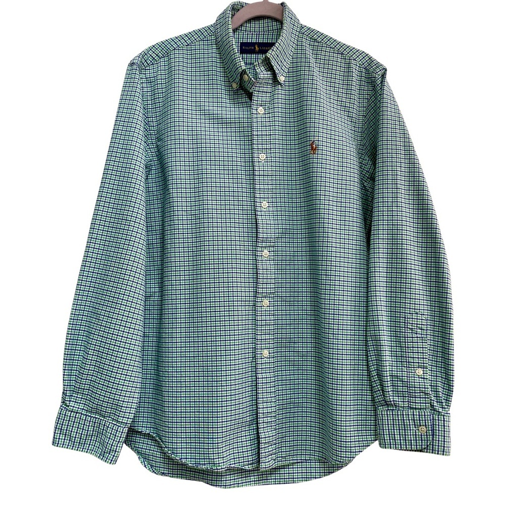 Ralph Lauren Flesh Pony Plaid Long Sleeve Cotton Button Down Men’s Shirt Classic
